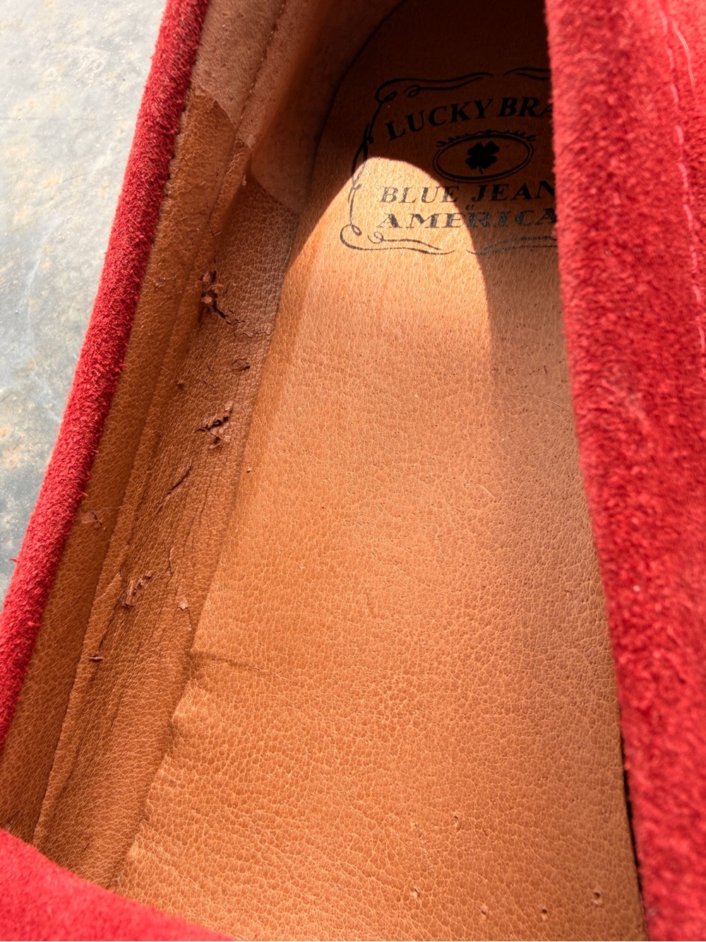 Lucky Brand Crimson Suede Moccasins tassels Sz 8 | Boho Festival Preppy Loafers - Picture 5 of 13